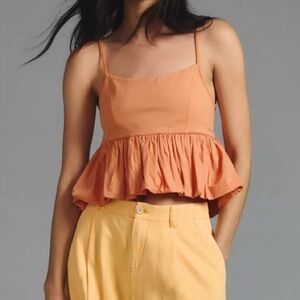 Maeve Anthropolgoie Ruffled Bubble Hem Cropped Tank XS